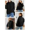 imageDokotoo Womens 2025 Winter Fall Solid Turtleneck High Neck Balloon Long Sleeve Sweaters Pullover OuterwearA Black