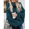 imageDokotoo Womens 2025 Winter Fall Solid Turtleneck High Neck Balloon Long Sleeve Sweaters Pullover OuterwearA Blue 2