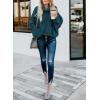 imageDokotoo Womens 2025 Winter Fall Solid Turtleneck High Neck Balloon Long Sleeve Sweaters Pullover OuterwearA Blue 2
