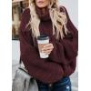 imageDokotoo Womens 2025 Winter Fall Solid Turtleneck High Neck Balloon Long Sleeve Sweaters Pullover OuterwearA Dark Red