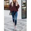 imageDokotoo Womens 2025 Winter Fall Solid Turtleneck High Neck Balloon Long Sleeve Sweaters Pullover OuterwearA Dark Red