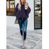imageDokotoo Womens 2025 Winter Fall Solid Turtleneck High Neck Balloon Long Sleeve Sweaters Pullover OuterwearA Deep Purple