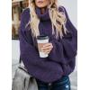 imageDokotoo Womens 2025 Winter Fall Solid Turtleneck High Neck Balloon Long Sleeve Sweaters Pullover OuterwearA Deep Purple