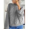 imageDokotoo Womens 2025 Winter Fall Solid Turtleneck High Neck Balloon Long Sleeve Sweaters Pullover OuterwearA Gray 01