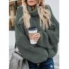 imageDokotoo Womens 2025 Winter Fall Solid Turtleneck High Neck Balloon Long Sleeve Sweaters Pullover OuterwearA Gray 3