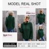 imageDokotoo Womens 2025 Winter Fall Solid Turtleneck High Neck Balloon Long Sleeve Sweaters Pullover OuterwearA Green