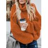 imageDokotoo Womens 2025 Winter Fall Solid Turtleneck High Neck Balloon Long Sleeve Sweaters Pullover OuterwearA Orange