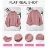 imageDokotoo Womens 2025 Winter Fall Solid Turtleneck High Neck Balloon Long Sleeve Sweaters Pullover OuterwearA Pink