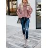 imageDokotoo Womens 2025 Winter Fall Solid Turtleneck High Neck Balloon Long Sleeve Sweaters Pullover OuterwearA Pink