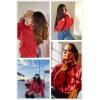 imageDokotoo Womens 2025 Winter Fall Solid Turtleneck High Neck Balloon Long Sleeve Sweaters Pullover OuterwearA Red 01