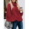 imageDokotoo Womens 2025 Winter Fall Solid Turtleneck High Neck Balloon Long Sleeve Sweaters Pullover OuterwearA Red 2
