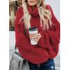 imageDokotoo Womens 2025 Winter Fall Solid Turtleneck High Neck Balloon Long Sleeve Sweaters Pullover OuterwearA Red 2