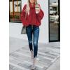 imageDokotoo Womens 2025 Winter Fall Solid Turtleneck High Neck Balloon Long Sleeve Sweaters Pullover OuterwearA Red 2