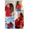 imageDokotoo Womens 2025 Winter Fall Solid Turtleneck High Neck Balloon Long Sleeve Sweaters Pullover OuterwearA Red