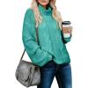 imageDokotoo Womens 2025 Winter Fall Solid Turtleneck High Neck Balloon Long Sleeve Sweaters Pullover OuterwearA Turquoise Green