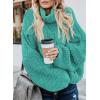 imageDokotoo Womens 2025 Winter Fall Solid Turtleneck High Neck Balloon Long Sleeve Sweaters Pullover OuterwearA Turquoise Green
