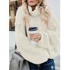 imageDokotoo Womens 2025 Winter Fall Solid Turtleneck High Neck Balloon Long Sleeve Sweaters Pullover OuterwearA White