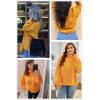 imageDokotoo Womens 2025 Winter Fall Solid Turtleneck High Neck Balloon Long Sleeve Sweaters Pullover OuterwearA Yellow