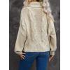 imageDokotoo Womens 2025 Winter Fall Solid Turtleneck High Neck Balloon Long Sleeve Sweaters Pullover OuterwearA1 Beige