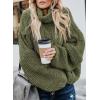 imageDokotoo Womens 2025 Winter Fall Solid Turtleneck High Neck Balloon Long Sleeve Sweaters Pullover OuterwearA1 Green