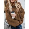 imageDokotoo Womens 2025 Winter Fall Solid Turtleneck High Neck Balloon Long Sleeve Sweaters Pullover OuterwearA1 Khaki