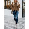 imageDokotoo Womens 2025 Winter Fall Solid Turtleneck High Neck Balloon Long Sleeve Sweaters Pullover OuterwearA1 Khaki