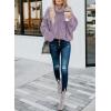 imageDokotoo Womens 2025 Winter Fall Solid Turtleneck High Neck Balloon Long Sleeve Sweaters Pullover OuterwearA1 Purple
