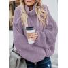 imageDokotoo Womens 2025 Winter Fall Solid Turtleneck High Neck Balloon Long Sleeve Sweaters Pullover OuterwearA1 Purple