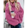 imageDokotoo Womens 2025 Winter Fall Solid Turtleneck High Neck Balloon Long Sleeve Sweaters Pullover OuterwearA1 Rose