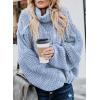 imageDokotoo Womens 2025 Winter Fall Solid Turtleneck High Neck Balloon Long Sleeve Sweaters Pullover OuterwearA1 Sky Blue