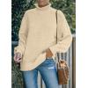 imageDokotoo Womens 2025 Winter Fall Solid Turtleneck High Neck Balloon Long Sleeve Sweaters Pullover OuterwearB Beige