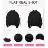 imageDokotoo Womens 2025 Winter Fall Solid Turtleneck High Neck Balloon Long Sleeve Sweaters Pullover OuterwearB Black