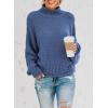 imageDokotoo Womens 2025 Winter Fall Solid Turtleneck High Neck Balloon Long Sleeve Sweaters Pullover OuterwearB Blue 2