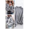 imageDokotoo Womens 2025 Winter Fall Solid Turtleneck High Neck Balloon Long Sleeve Sweaters Pullover OuterwearB Gray