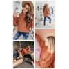 imageDokotoo Womens 2025 Winter Fall Solid Turtleneck High Neck Balloon Long Sleeve Sweaters Pullover OuterwearB Orange