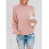 imageDokotoo Womens 2025 Winter Fall Solid Turtleneck High Neck Balloon Long Sleeve Sweaters Pullover OuterwearB Pink