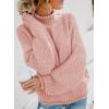 imageDokotoo Womens 2025 Winter Fall Solid Turtleneck High Neck Balloon Long Sleeve Sweaters Pullover OuterwearB Pink