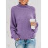 imageDokotoo Womens 2025 Winter Fall Solid Turtleneck High Neck Balloon Long Sleeve Sweaters Pullover OuterwearB Purple