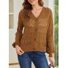 imageDokotoo Womens Cardigan Sweaters 2025 Lightweight Fall Oufits Clothes Trendy Long Sleeve Crochet Tops Casual JacketsBrown