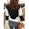 imageDokotoo Womens Crochet Crewneck Long Sleeve Pullovers Color Block Tunic Ribbed Sweaters Jumper TopsBlack