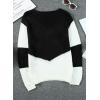 imageDokotoo Womens Crochet Crewneck Long Sleeve Pullovers Color Block Tunic Ribbed Sweaters Jumper TopsBlack