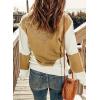 imageDokotoo Womens Crochet Crewneck Long Sleeve Pullovers Color Block Tunic Ribbed Sweaters Jumper TopsBrown
