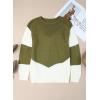 imageDokotoo Womens Crochet Crewneck Long Sleeve Pullovers Color Block Tunic Ribbed Sweaters Jumper TopsGreen