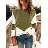imageDokotoo Womens Crochet Crewneck Long Sleeve Pullovers Color Block Tunic Ribbed Sweaters Jumper TopsGreen
