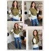 imageDokotoo Womens Crochet Crewneck Long Sleeve Pullovers Color Block Tunic Ribbed Sweaters Jumper TopsGreen