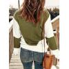 imageDokotoo Womens Crochet Crewneck Long Sleeve Pullovers Color Block Tunic Ribbed Sweaters Jumper TopsGreen