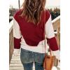 imageDokotoo Womens Crochet Crewneck Long Sleeve Pullovers Color Block Tunic Ribbed Sweaters Jumper TopsRed