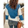 imageDokotoo Womens Crochet Crewneck Long Sleeve Pullovers Color Block Tunic Ribbed Sweaters Jumper TopsSky Blue