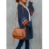 imageDokotoo Womens Long Open Front Cardigans Striped Color Block Loose Knit Sweaters Outwear CoatA Blue