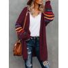 imageDokotoo Womens Long Open Front Cardigans Striped Color Block Loose Knit Sweaters Outwear CoatA Red